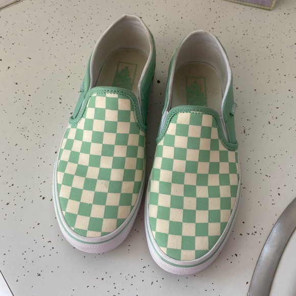 mint checkered vans